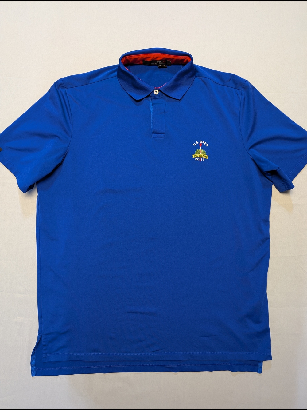 RLX Ralph Lauren Royal Blue Polo Mens Large Merion Golf Club US Open 2013